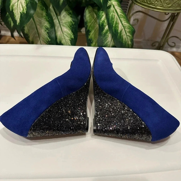 Betsy Johnson Rese suede Glitter wedge size 7 - Picture 5 of 9